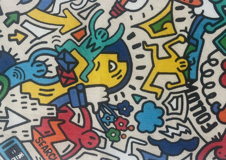 Rambunctious Keith Haring Inspired Laminated Cotton (Made in Spain)