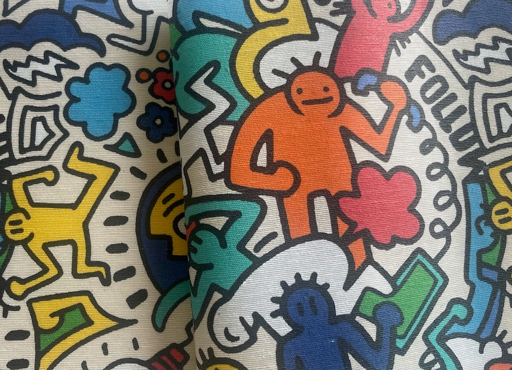 Rambunctious Keith Haring Inspired Laminated Cotton (Made in Spain)