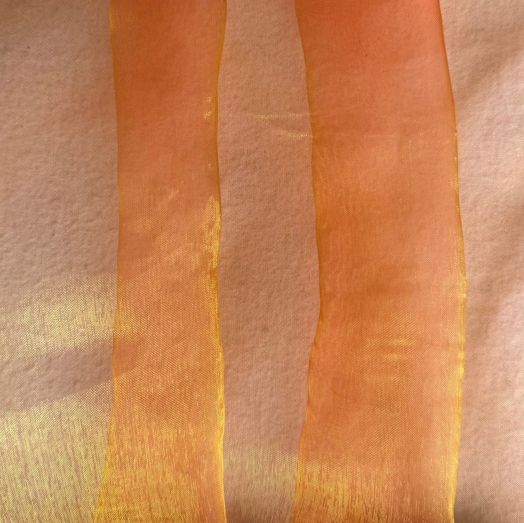 Sheer Iridescent Fiery Orange & Yellow Crisp Polyester Organza