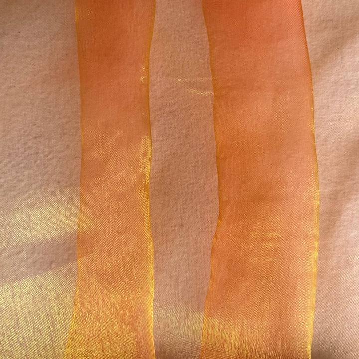 Sheer Iridescent Fiery Orange & Yellow Crisp Polyester Organza