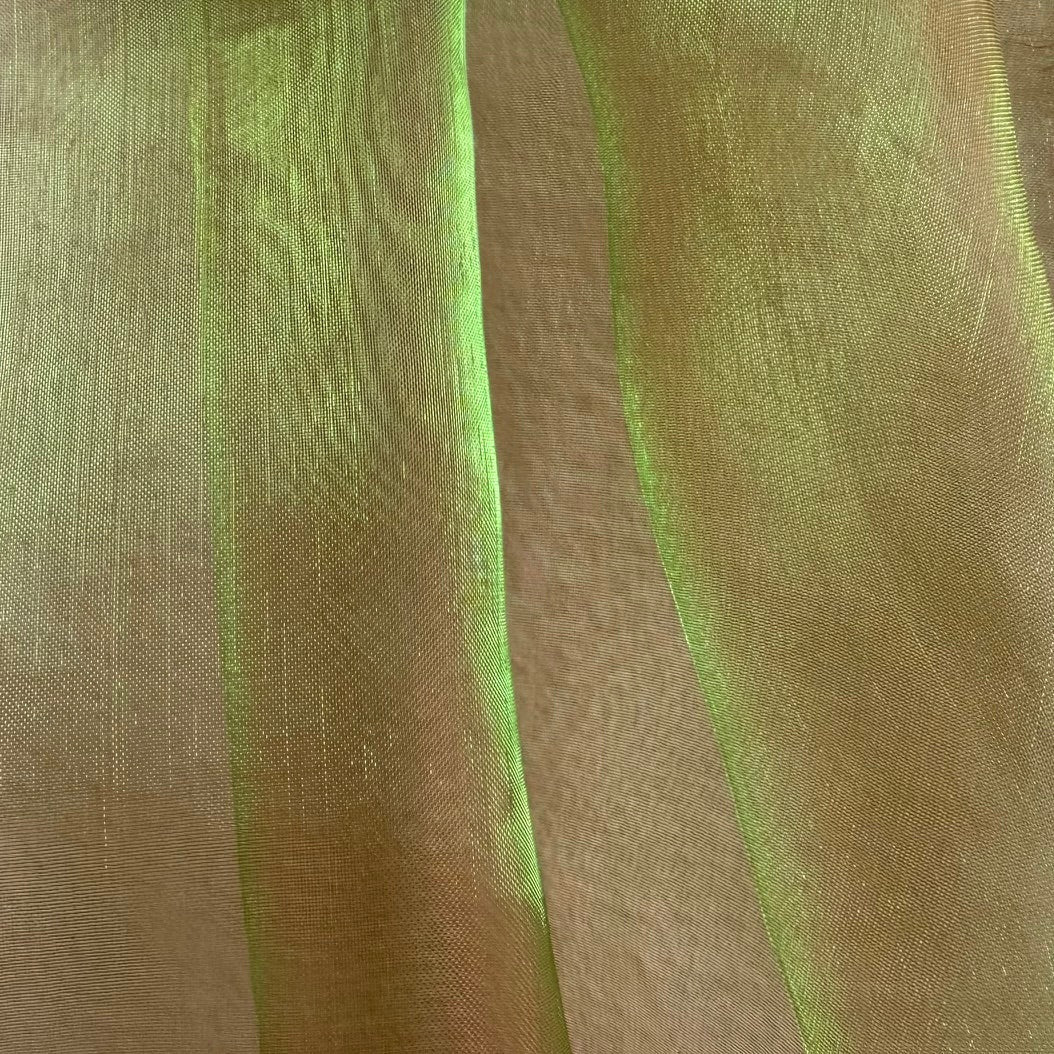 Sheer Iridescent Lime & Cherry Crisp Polyester Organza