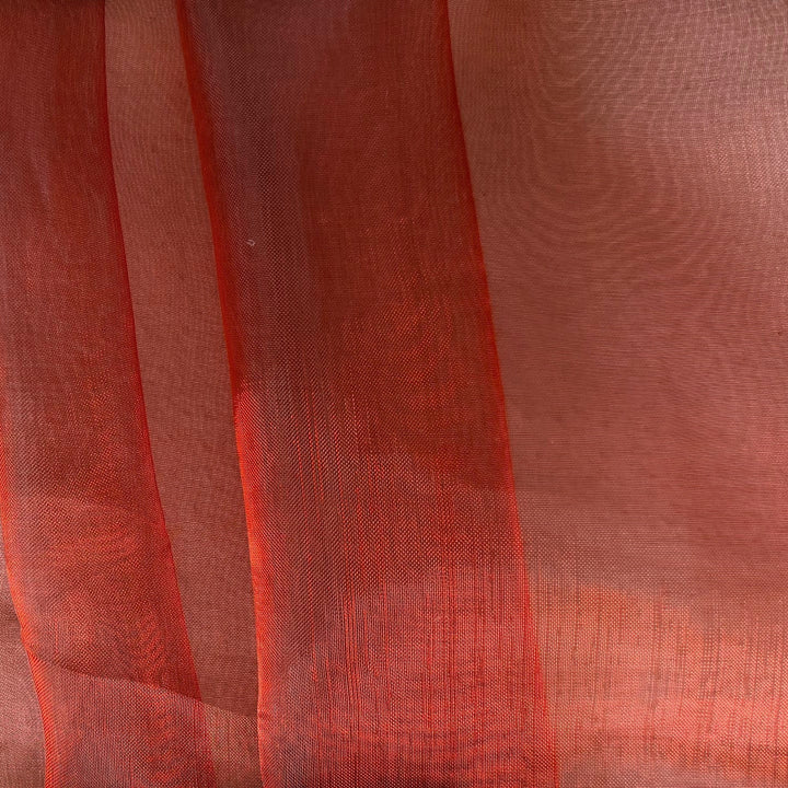 Sheer Iridescent Scarlet & Black Crisp Polyester Organza