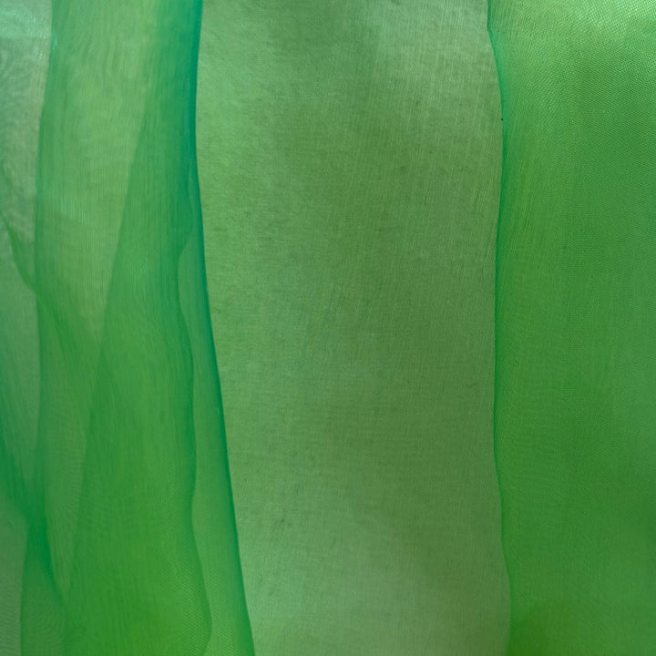 Sheer Iridescent Tree Frog & Yellow Crisp Polyester Organza