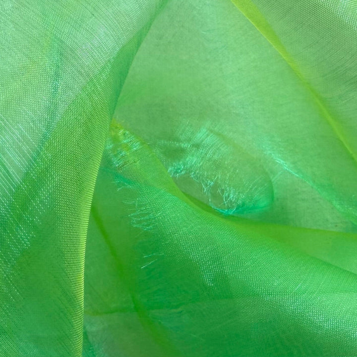 Sheer Iridescent Tree Frog & Yellow Crisp Polyester Organza