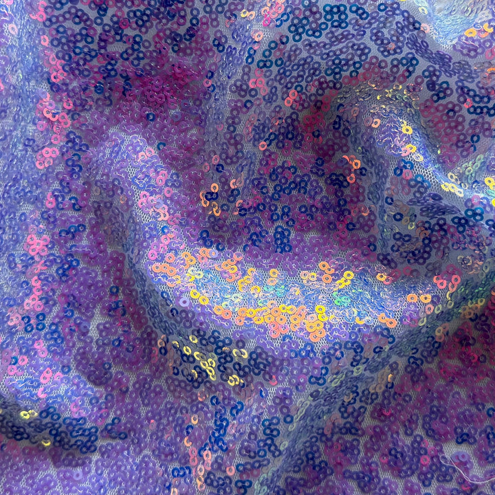 Iridescent Lavender Sequins on Airy Nylon Mesh (Made in Korea)