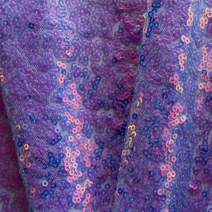 Iridescent Lavender Sequins on Airy Nylon Mesh (Made in Korea)