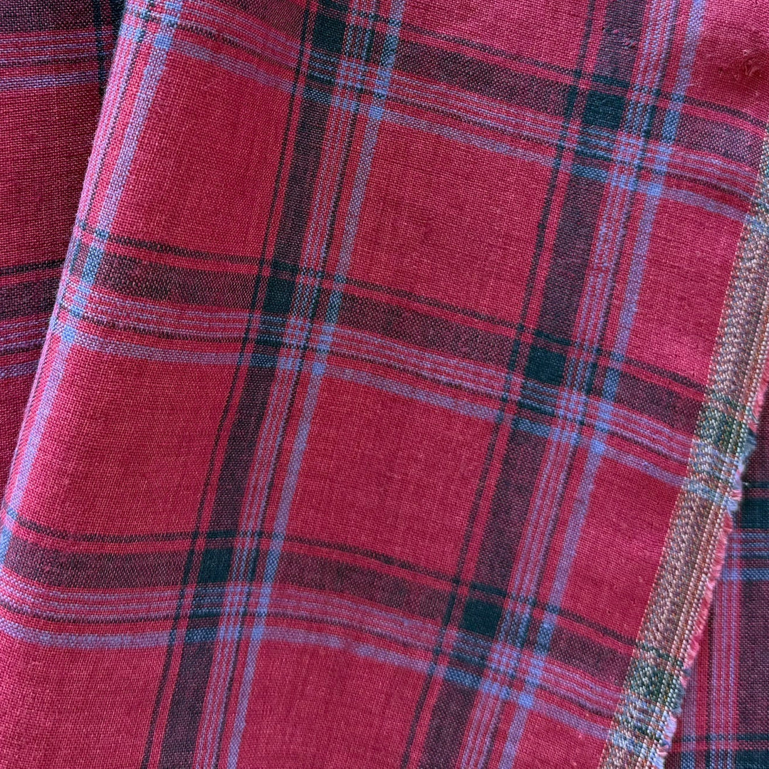 Designer Light to Mid-Weight French Pink Plaid Linen (Made in Italy)
