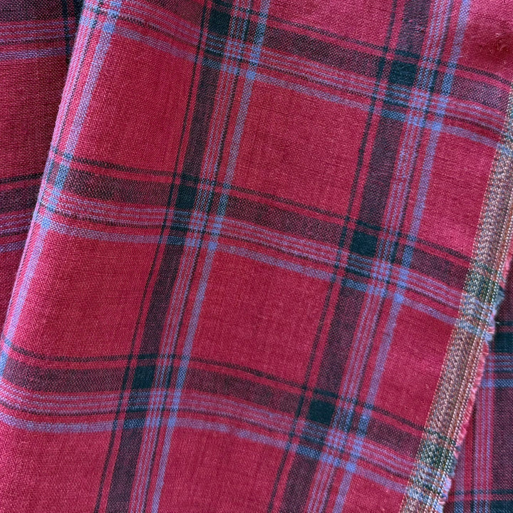 Designer Light to Mid-Weight French Pink Plaid Linen (Made in Italy)