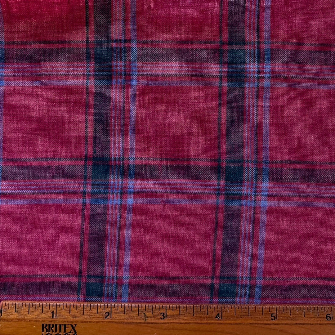 Designer Light to Mid-Weight French Pink Plaid Linen (Made in Italy)