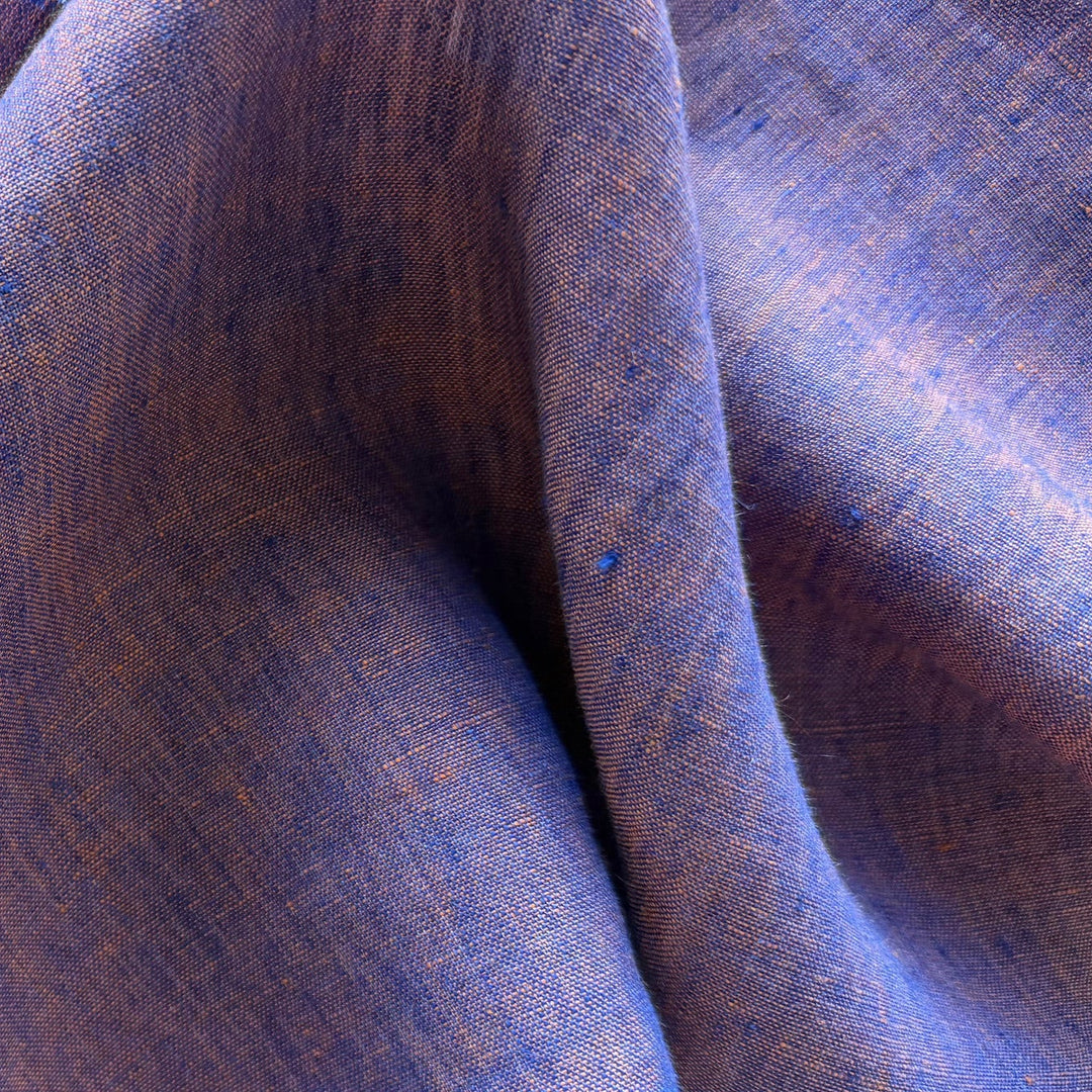Mid-Weight Violet & Tangerine Cross-Woven Linen (Made in Italy)