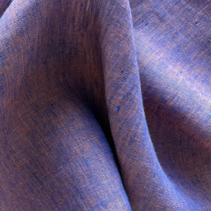 Mid-Weight Violet & Tangerine Cross-Woven Linen (Made in Italy)