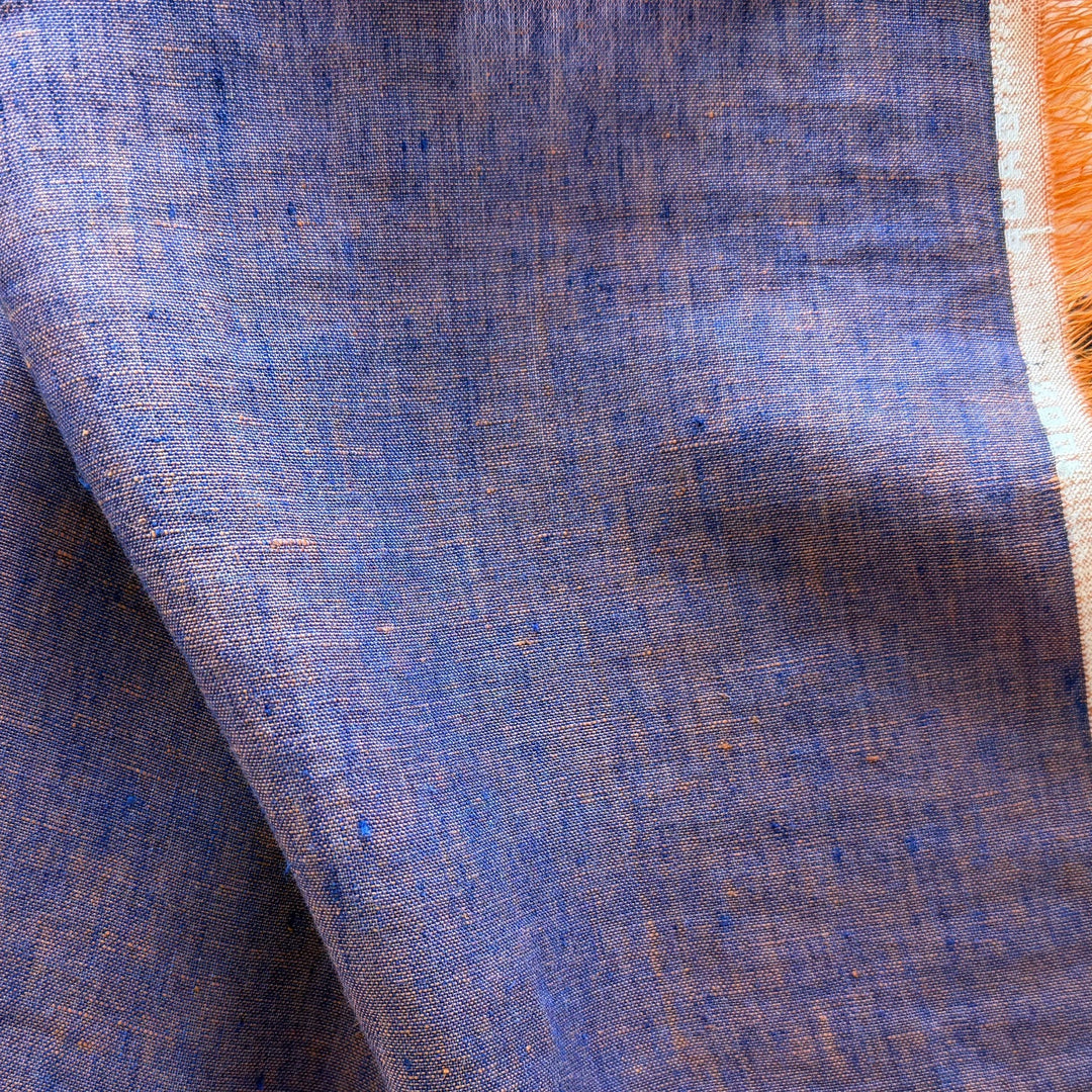 Mid-Weight Violet & Tangerine Cross-Woven Linen (Made in Italy)