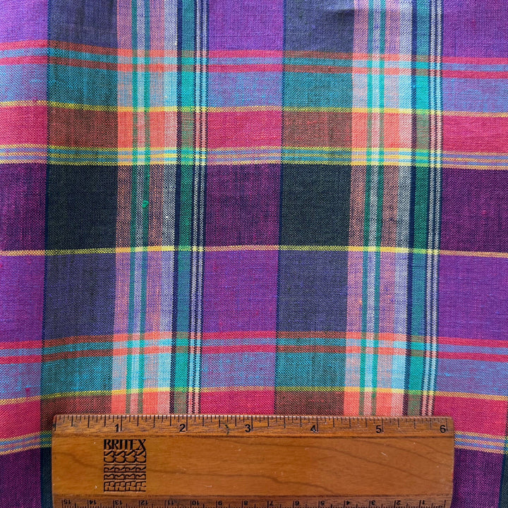 Designer Mid-Weight Madras-Style Plaid Linen (Made in Italy)