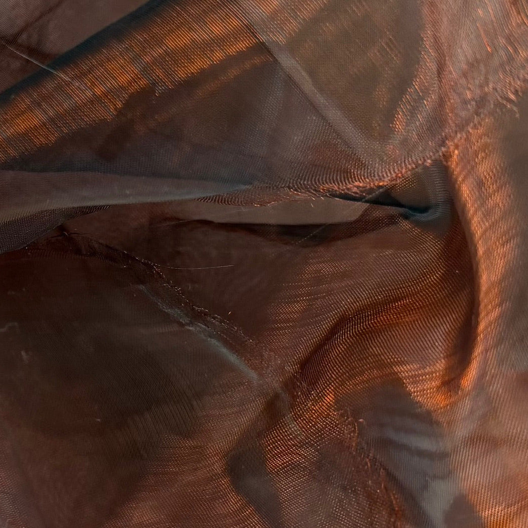 Sheer Iridescent Copper Penny & Black Crisp Polyester Organza