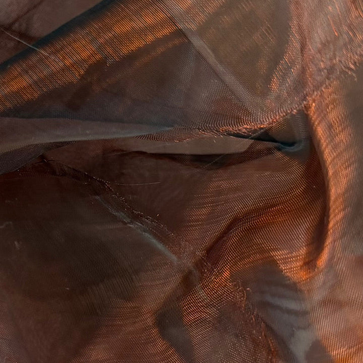 Sheer Iridescent Copper Penny & Black Crisp Polyester Organza