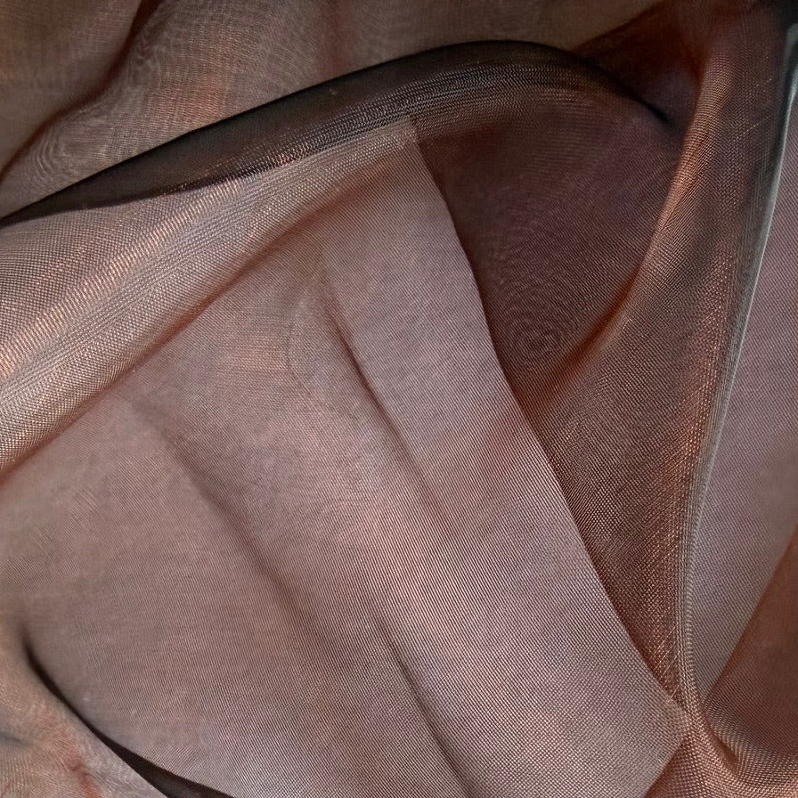 Sheer Iridescent Copper Penny & Black Crisp Polyester Organza