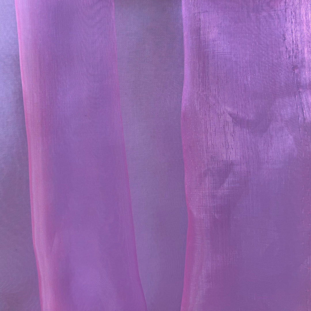 Sheer Iridescent Fuchsia Sparks & Blue Crisp Polyester Organza