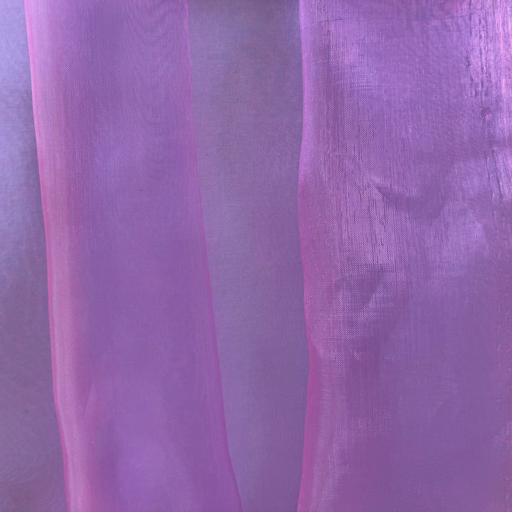 Sheer Iridescent Fuchsia Sparks & Blue Crisp Polyester Organza