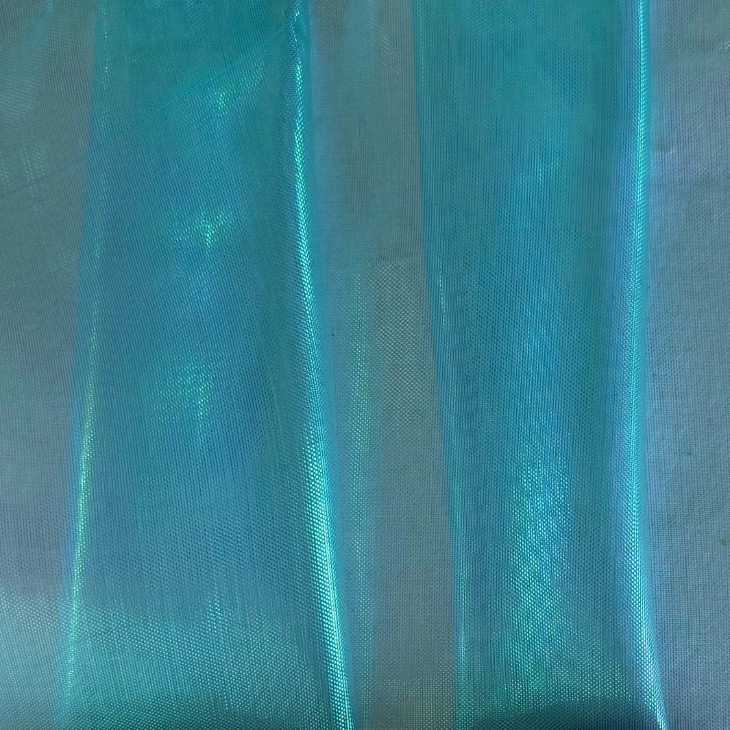 Sheer Iridescent Aquamarine Crisp Polyester Organza