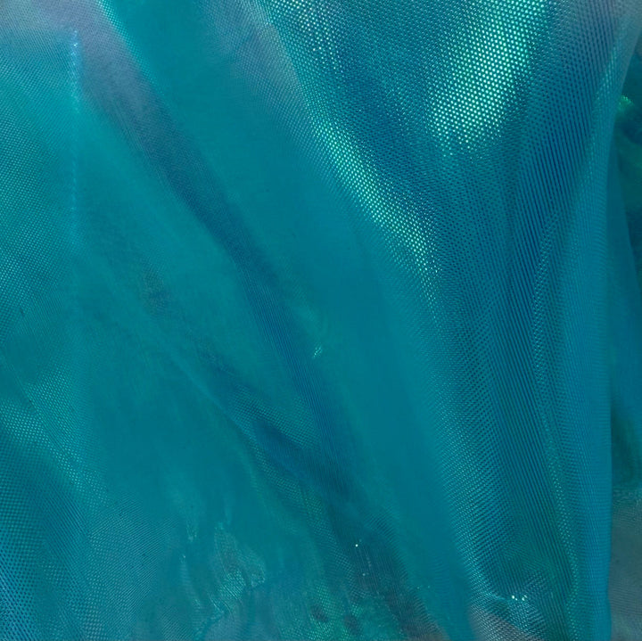 Sheer Iridescent Aquamarine Crisp Polyester Organza