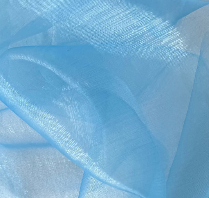 Sheer Iridescent Pale Sky Blue Crisp Polyester Organza