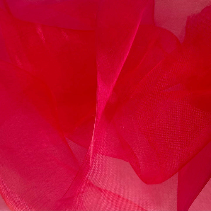 Sheer Iridescent Passionate Coral Crisp Polyester Organza