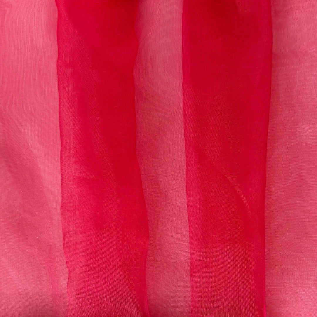 Sheer Iridescent Passionate Coral Crisp Polyester Organza