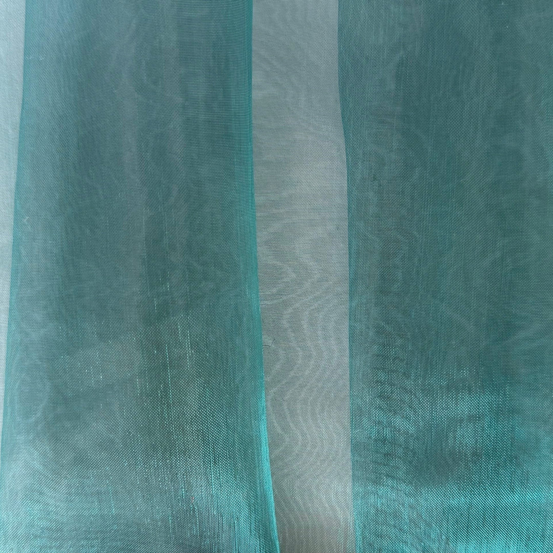 Sheer Iridescent Teal & Onyx Crisp Polyester Organza