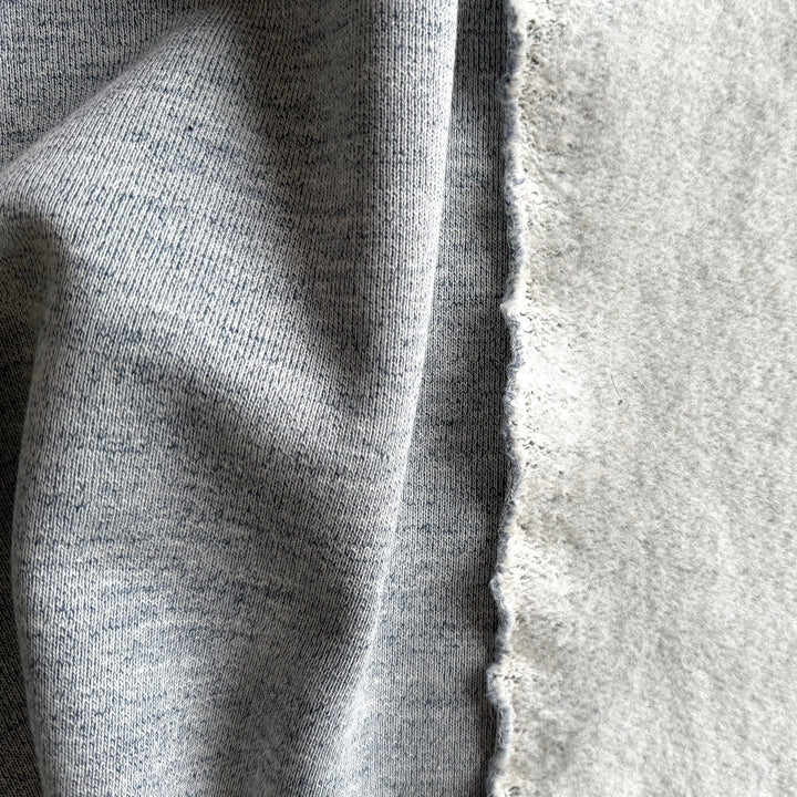 Mid-Weight Heathered Gainsboro Grey Cotton Sweatshirt Knit Fleece (Made in Italy)