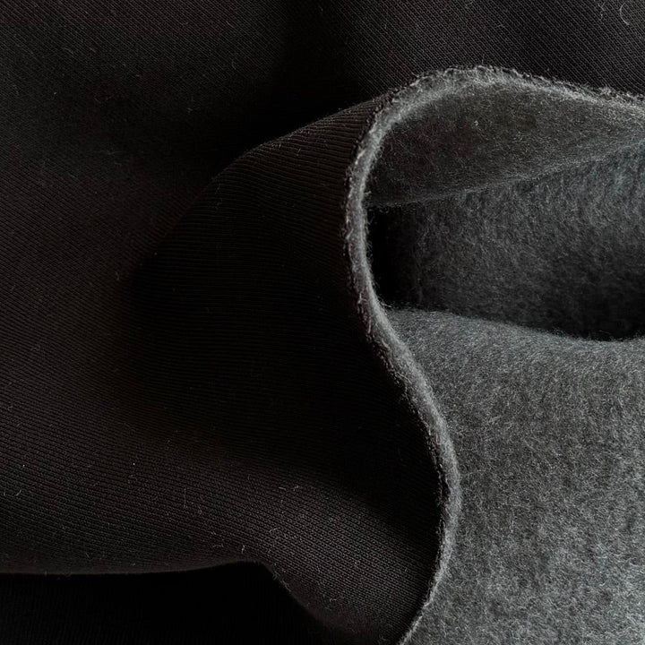 Heavy-Weight Handsome Black Cotton Blend Sweatshirt Knit Fleece (Made in Italy)