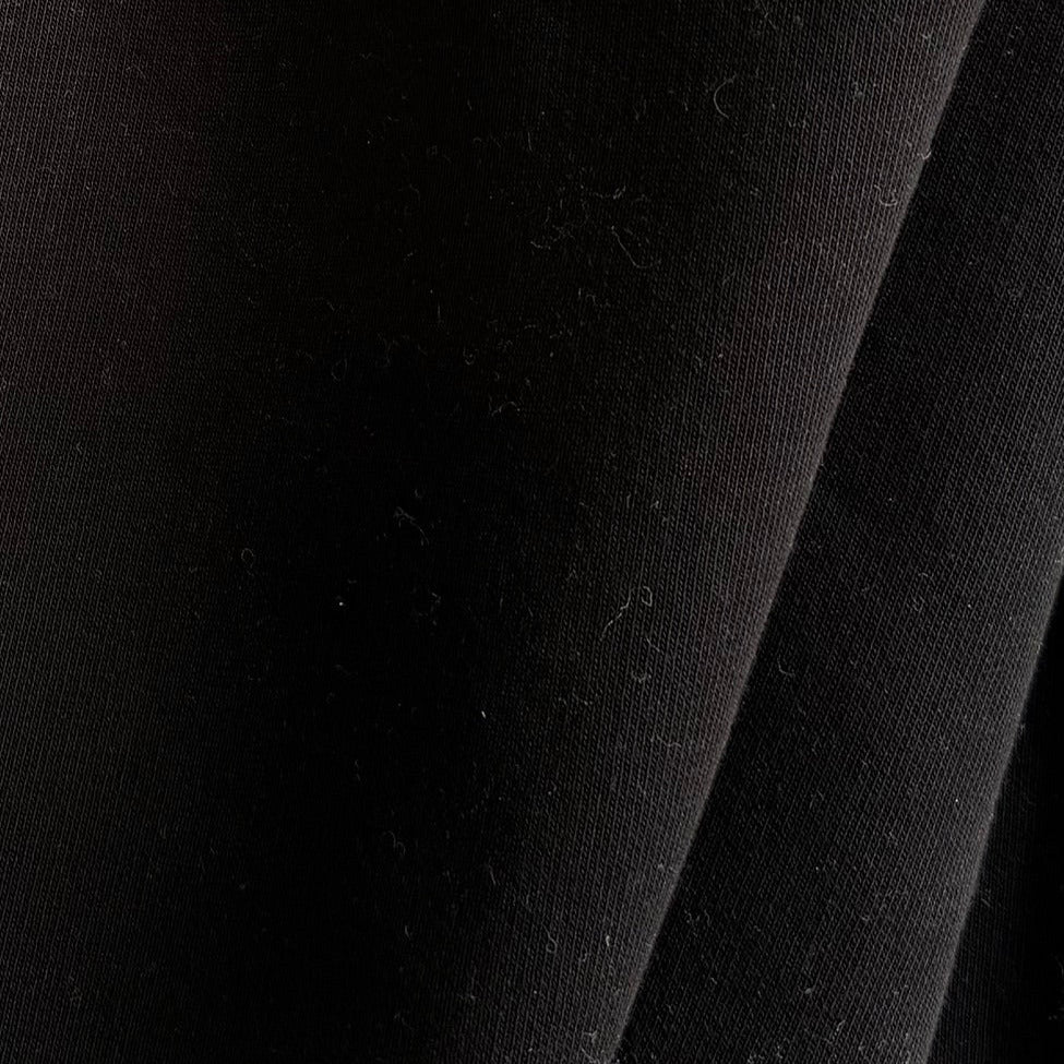 Heavy-Weight Handsome Black Cotton Blend Sweatshirt Knit Fleece (Made in Italy)