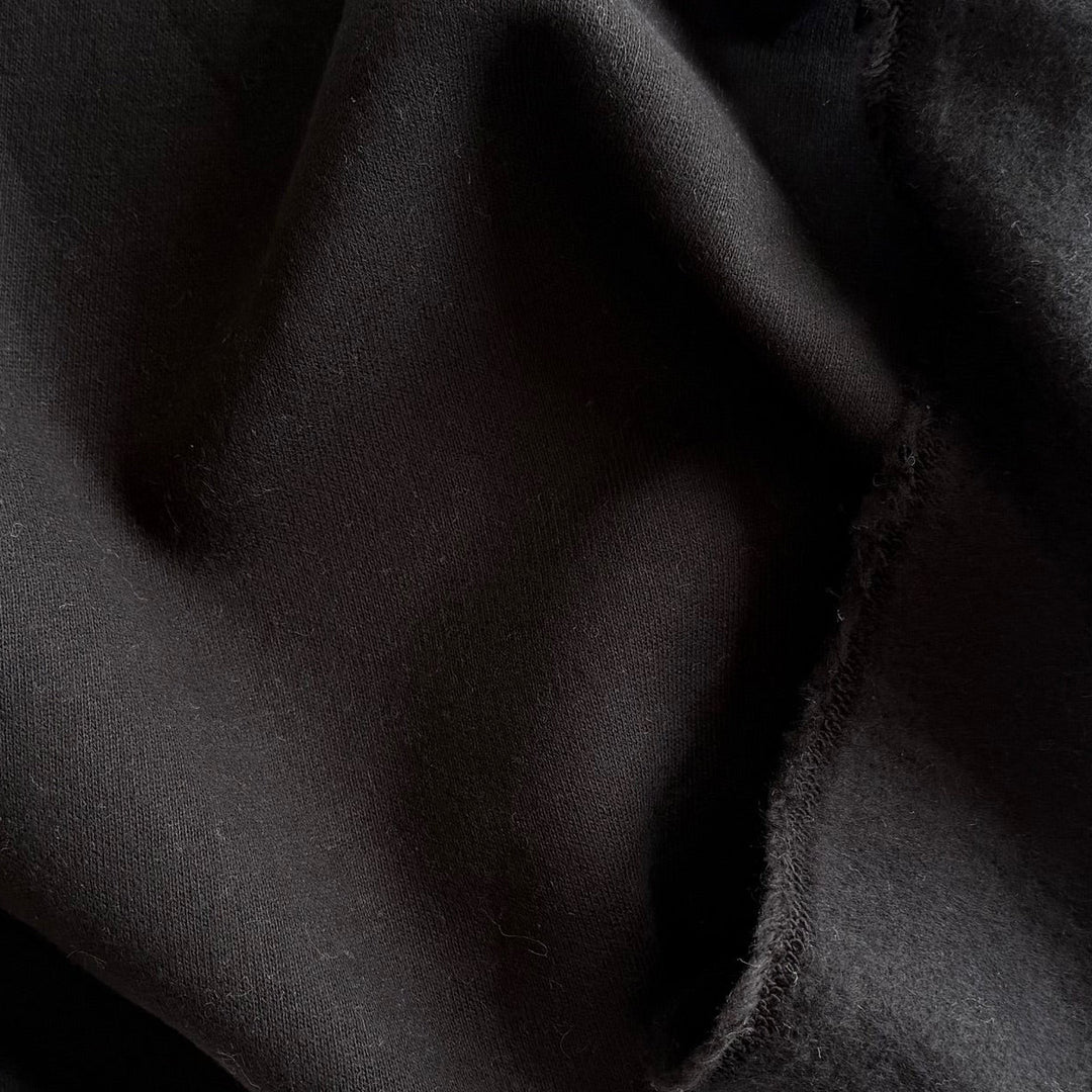 Mid-Weight Handsome Black Cotton Knit Fleece (Made in Italy)