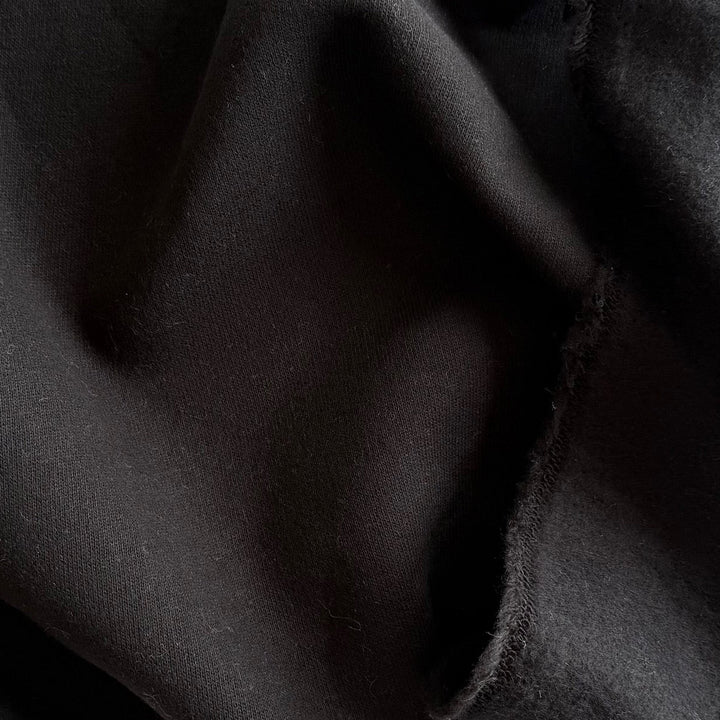 Mid-Weight Handsome Black Cotton Knit Fleece (Made in Italy)