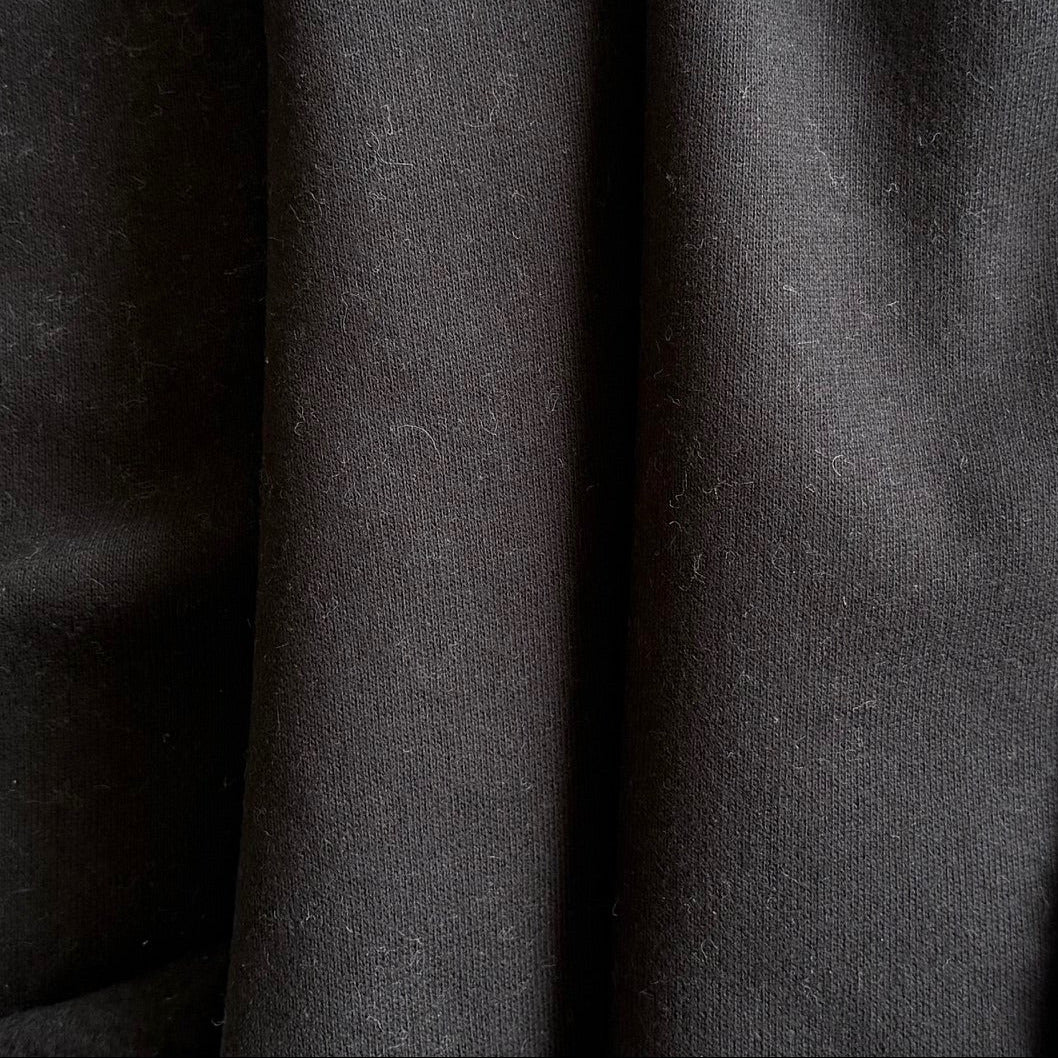 Mid-Weight Handsome Black Cotton Knit Fleece (Made in Italy)