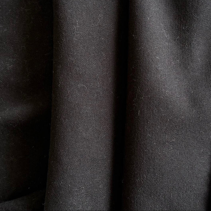 Mid-Weight Handsome Black Cotton Knit Fleece (Made in Italy)