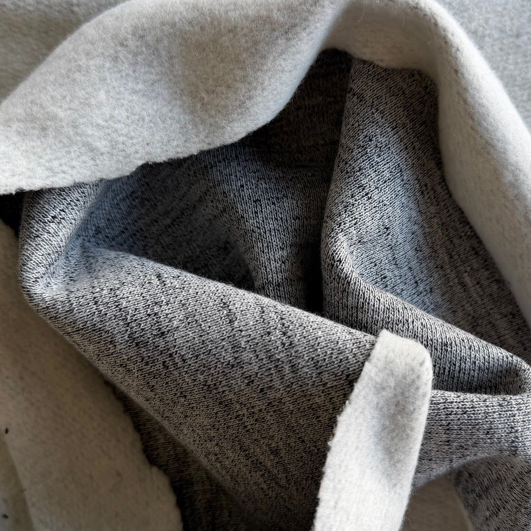 Mid-Weight Marled Grey Cotton Sweatshirt Knit Fleece (Made in Italy)