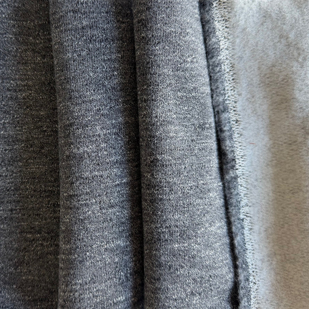 Mid-Weight Heathered Slate Grey Cotton Sweatshirt Knit Fleece (Made in Italy)