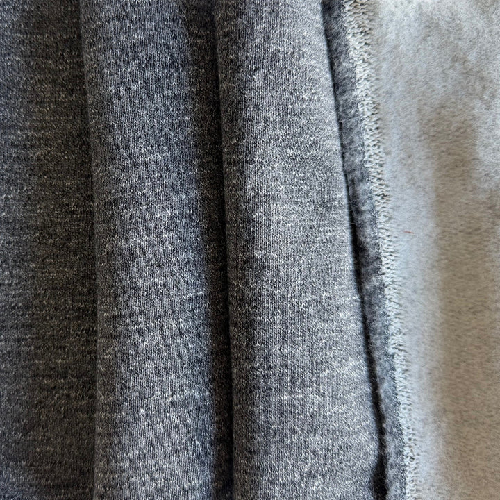 Mid-Weight Heathered Slate Grey Cotton Sweatshirt Knit Fleece (Made in Italy)