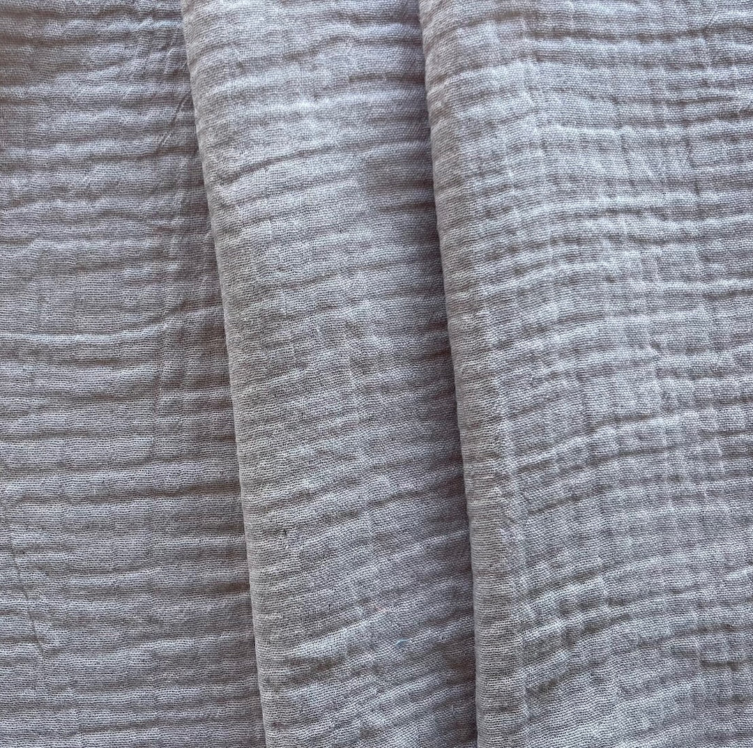 Light Almond Crinkled Cotton Double-Gauze