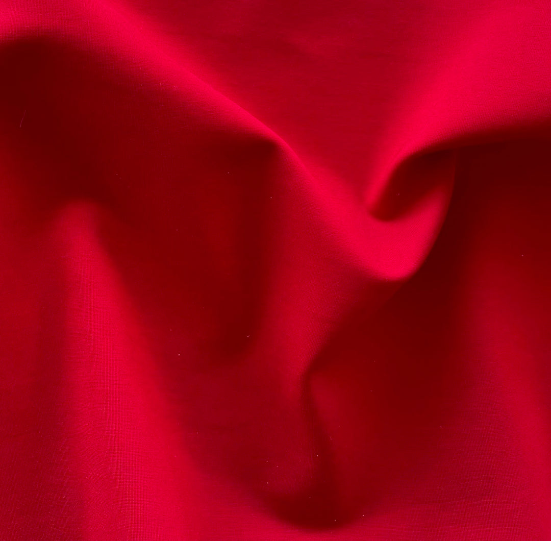 Mid-Weight Cardinal Red Rayon Viscose Blend Ponte Double-Knit