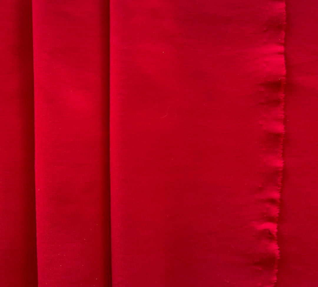 Mid-Weight Cardinal Red Rayon Viscose Blend Ponte Double-Knit