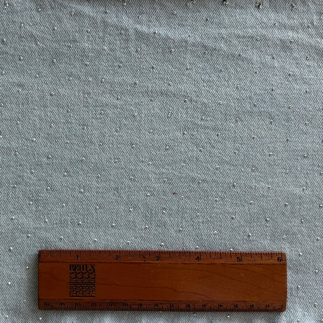 10oz Weathered Light Blue Silver Studded Cotton Denim (Made in Italy)