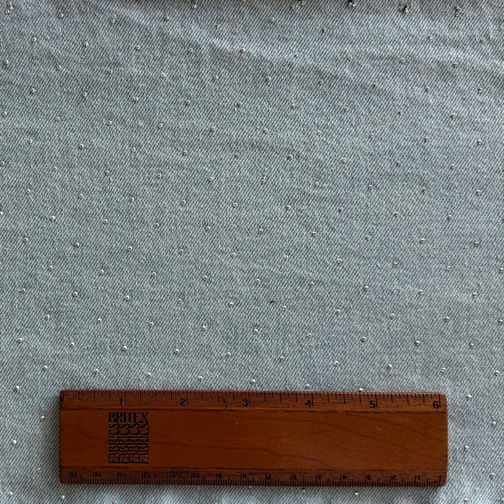 10oz Weathered Light Blue Silver Studded Cotton Denim (Made in Italy)