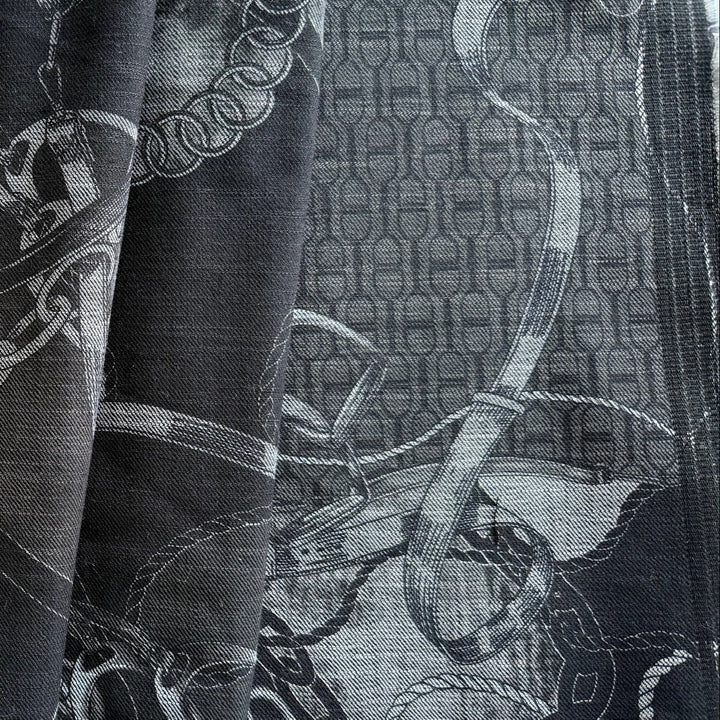 Coal Black Equestrian Stretch Cotton Blend Denim Twill (Made in Italy)