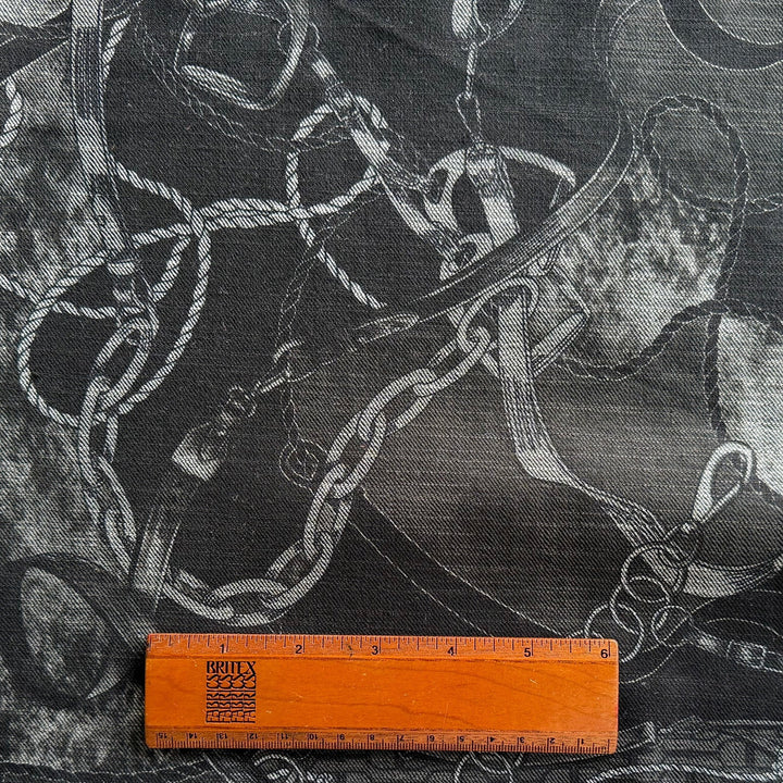 Coal Black Equestrian Stretch Cotton Blend Denim Twill (Made in Italy)