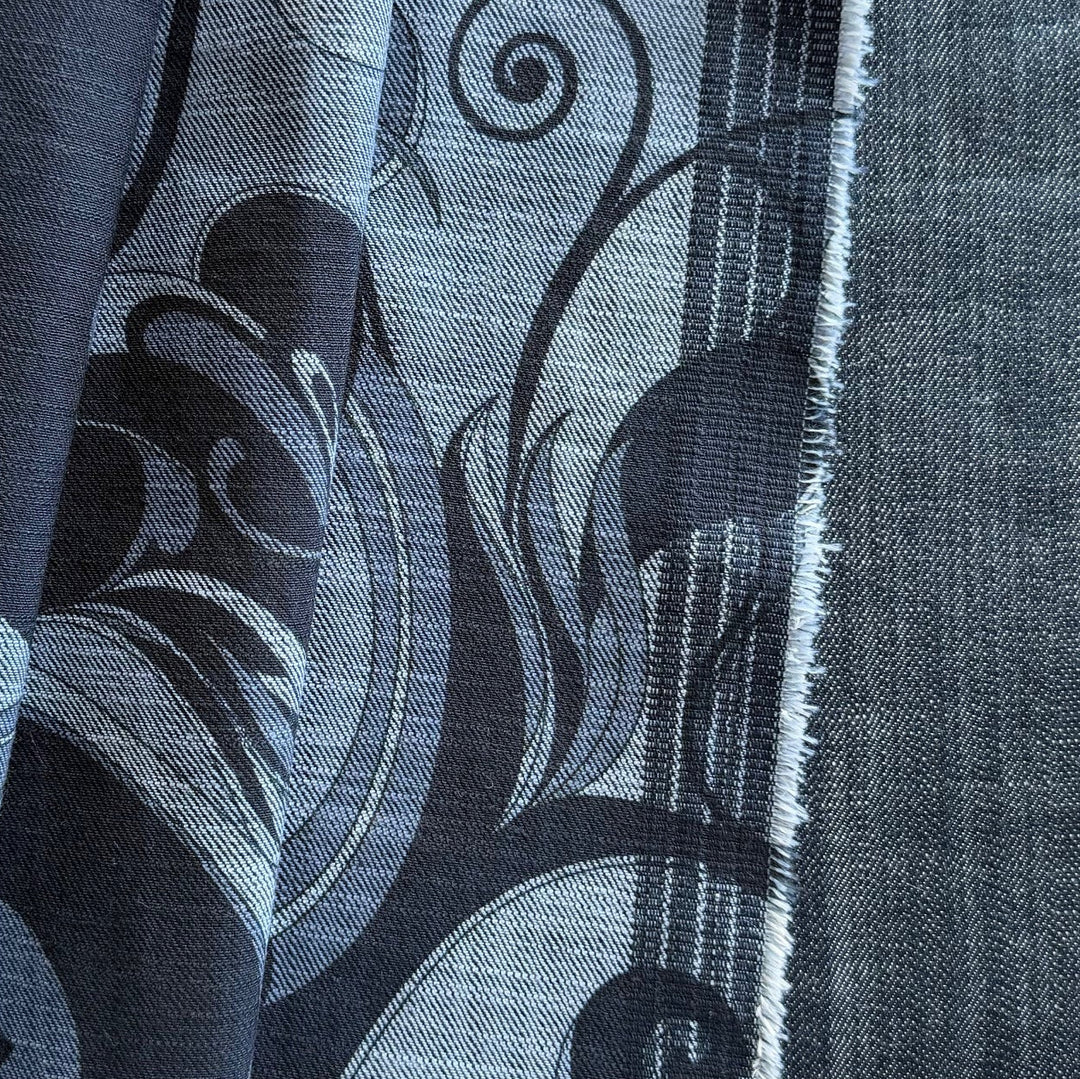 Pucci-esque Swirls Stretch Cotton Blend Denim Twill (Made in Italy)