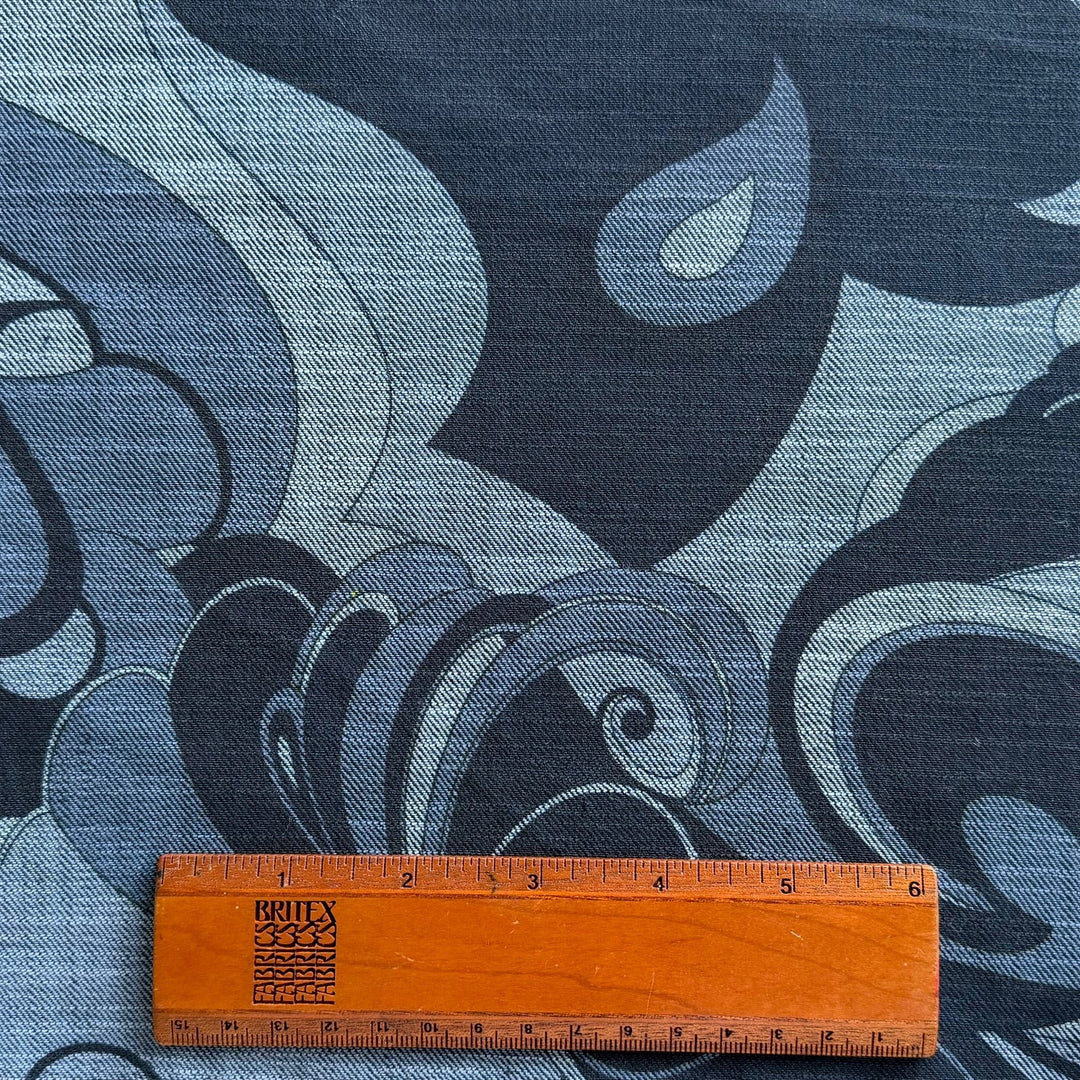 Pucci-esque Swirls Stretch Cotton Blend Denim Twill (Made in Italy)