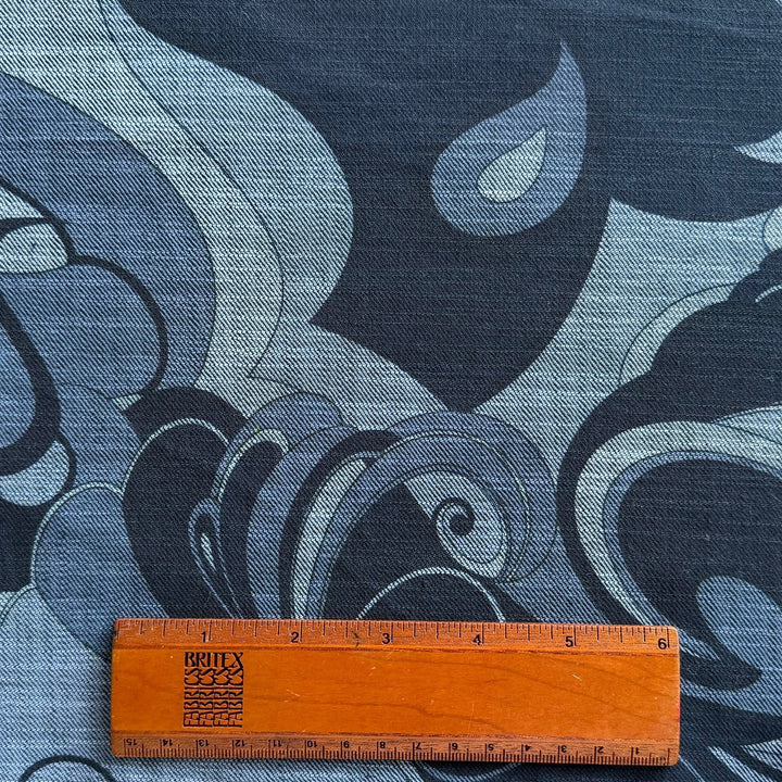 Pucci-esque Swirls Stretch Cotton Blend Denim Twill (Made in Italy)