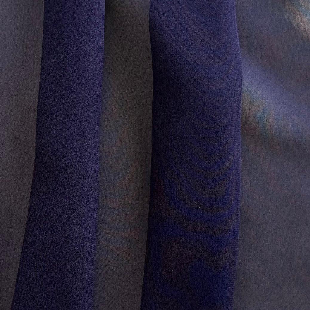 Sheer Charred Eggplant Silk Chiffon (Made in Italy)