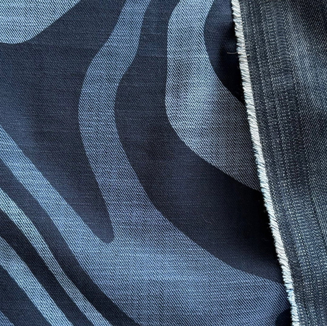 10 oz Large-Scale Swooping Tiger Stretch Cotton Blend Denim Twill (Made in Italy)